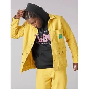 LEE X THE HUNDREDS COLLAB LONG SLEEVE BUTTON UP YELLOW DENIM JACKET SIZE MEDIUM